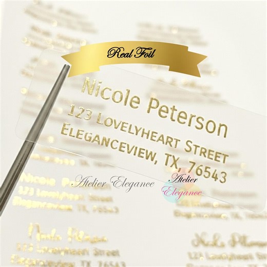 Foil Label, Custom Address Label, Any Name, Envelope Labels, Name Address Labels, Custom Label, Stickers, Customized, Wedding, Gold Foil, 6 - Etsy