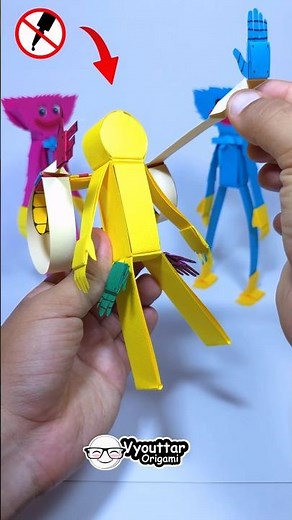 Make AMAZING Poppy Playtime Paper characters NO glue #poppyplaytime #papercrafts #origami #toys