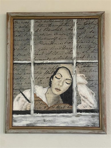 Jane Austen Print: Mixed Media Portrait at Writing Desk - Etsy