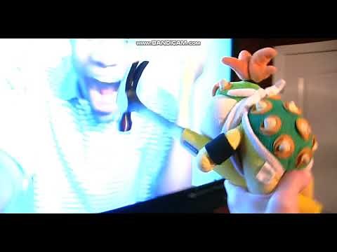 bowser jr destroys his dad's TV