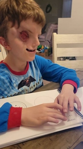 40K views · 1K reactions | Reading with Christian! His pronunciation is sometimes hilarious! 藍 #braille #BrailleLiteracy #reading #school #homeschool #VisionImpairment #visionimpaired | Lacey and Christian Buchanan | Facebook