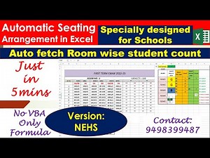 Automatic seating arrangement in Excel for School | Room wise student count | Column Row version