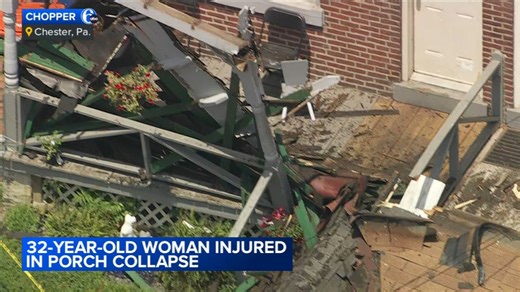 Woman injured after front porch collapses on top of her in Chester