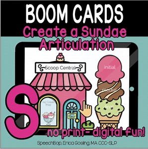 Create a Sundae Articulation -  BOOM Cards Distance Learning - S (i, m, f)