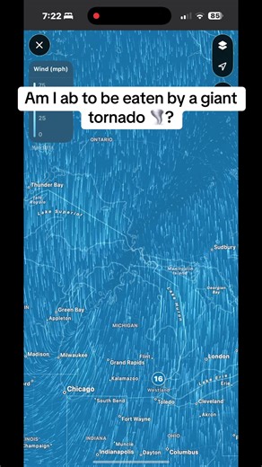 Never seen this kind of wind pattern.. 💨 is this bad ? It’s also like 45-50 put strangely so I’m feelin like one direction is a cold front and one is a warm .. good times #weather #storms #windadvisory #weathertok #fyp