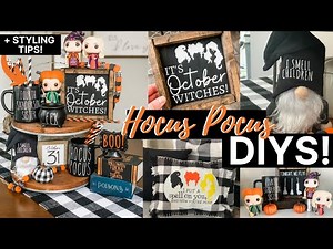 EASY Hocus Pocus DIYs 🎃 Dollar Tree Sanderson Sisters Halloween Decor | Tiered Tray Tips & Hacks!