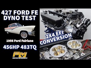 Dual Quad EFI 427ci Ford FE on the Dyno at Prestige Motorsports for Dave's '56 Fairlane: 456HP 483TQ