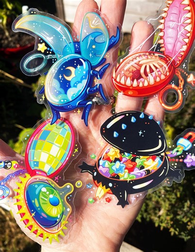 Pocket Creatures Stickers - Mimic - Beetle - Disco - Psychedelic - Eyeball - Frog - Toad - Star Candy - Transparent Sticker - Etsy