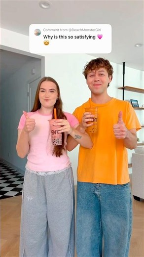 THIS TREND IS SO SATISFYING🧋✨ #shorts #shortvideo #couple #trend