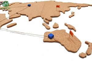 [Hot Item] High Quality Natural Creative Adhesive Cork World Map Notice Board