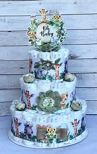 Safari Diaper Cake ,gender Neutral Baby Shower , Safari Baby Shower Centerpiece Baby Shower Gift, Shower Decoration, Table Centerpiece - Etsy