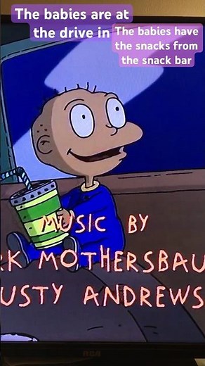 The babies are at the drive in for their Reptar movie called Runaway Reptar