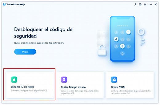 Guía de Tenorshare 4uKey - Cómo eliminar ID de Apple o cuenta iCloud