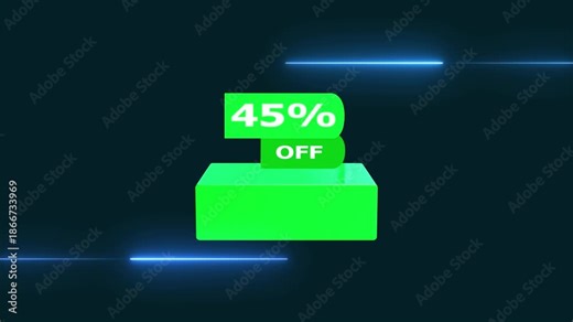 45% Discount offer icon animation on transparent background. Discount For Online Store. Special offer, Promotion, Marketing, Online Shopping Concepts animation.