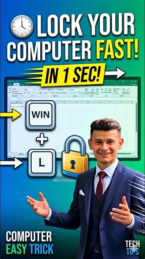 👉 Lock Your Computer by Shortcut Key 🔒💻 Win+L #haidartech #learning #windows #computertricks
