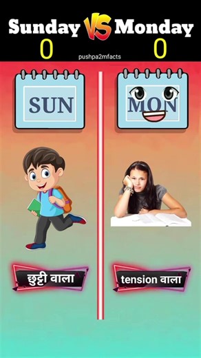 Sunday Vs Monday ❓#shorts #short #viral #facts