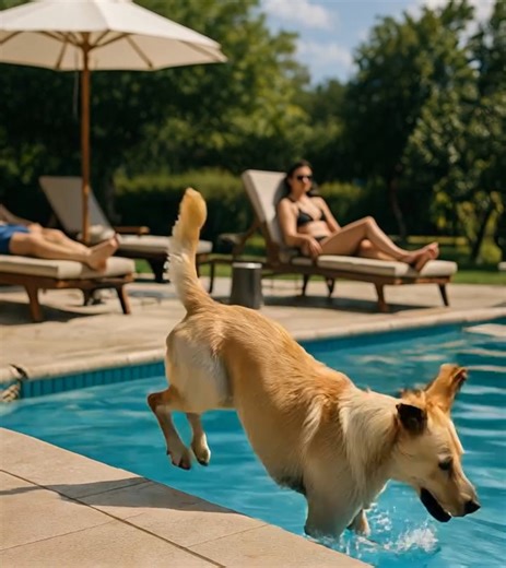 The dog suddenly jumped into the pool: the guests started to complain until the dog came out of the water — because he was holding something scary in his mouth 😱😱 It was an ordinary hot day by the pool. People were relaxing, sunbathing, laughing, and splashing in the cool water. Women lay under umbrellas with cocktails, children played with balls, and men scrolled through their phones in the shade. The atmosphere was peaceful, like a perfect summer dream. Suddenly, the guests’ attention was ca