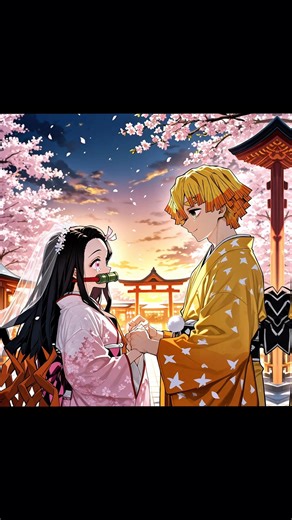 Demon Bride Thunder Groom – Nezuko × Zenitsu👰‍♀️🤵‍♂️ #demonslayer #anime #animeedit #editing