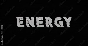 Energy warning symbol distorted text on retro tv background. Abstract concept of electric lightning, power technology and flash icon with glitch effect. Seamless loopable rendering animation.