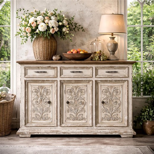 French Country Sideboard, Vintage Buffet Storage Cabinet - Etsy