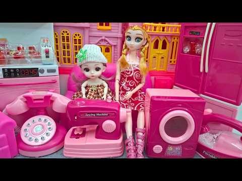 8 Minutes Satisfying with Unboxing Barbie Princess Pink Kitchen, Atm Play Set Review Toys｜ASMR
