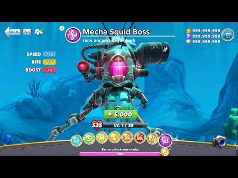 UNLOCKED MECHA SQUID BOSS UNLOACKED AND KILL ALL SHARK - BIG SHARK | HUNGRY SHARK WORLD GAMEPLAY