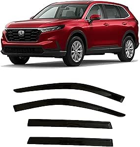 2023-2024 Tape-On Side Window Deflector Visors for Honda CR-V (CRV) EX EX-L Sport Hybrid Sport Touring Smoke Tinted Rain Guards