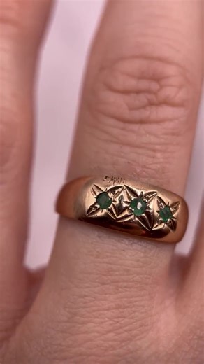 1990s Vintage 9ct Gold Emerald Gypsy Ring, UK Size K 1/2 (US Size 5 1/2) - Etsy