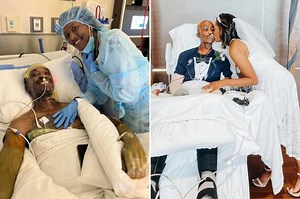 Couple gets married in burn unit after groom suffers grisly chemical burns on nearly one-third of his body