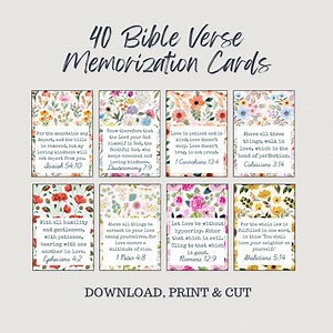 40 Memory Bible Verse Cards on LOVE| Prayer Card | Christian Vision Board | Printable Verses| Floral Scripture Cards | Print and Cut Cards - Etsy