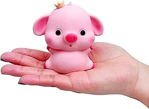 Pink Pig Squishies Toy Stress Relief Kawaii Soft Animal Funny Piggy Stretch and Squeeze Stress Toys Birthday Gift for Kid (Pink Pig)