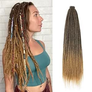 ENBEAUTIFUL Dreadlock Extensions 24 Inch Single Ended Dreads Crochet Hair Synthetic Straight Hippie Style 25 Strands Handmade SE Crochet Dreadlock Extensions（straight，4/27）