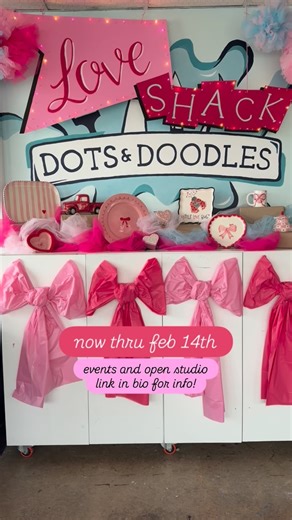 Dots and Doodles Art Studio on Instagram: "💖💕a moment for the sign please….💖💕 The LOVE SHACK is officially up until February 14th and we promise you do not want to miss this one! You can drop in to Open Studio or sign up for an event! We are hosting workshops for adults and families. Link in bio for all the info! #wexfordpa #thingstodoinpittsburgh #paintyourownpottery #valentinesday❤️ #loveshack"