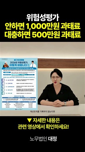 Risk assessment: 10 million won fine for failure, 5 million won fine for a sloppy assessment