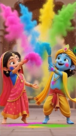राधा और कृष्ण की दिव्य होली 🌈 | 3D Cartoon Bhakti Story | Holi Special