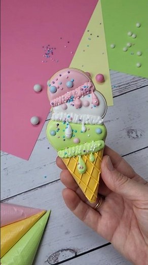 Ice Cream Cone Cookie Decorating with Royal Icing #cookiedecorating #cookieicing #icecreamcookies
