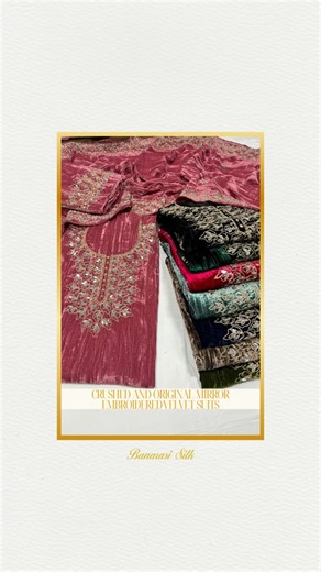 CRUSHED AND ORIGINAL MIRROR EMBROIDERED VELVET SUITS Plush crushed velvet adorned with orginal mirror work- a striking blend of shine, texture and timeless elegance Visit us: Shop No. 5475, 5477, 5483, Opp. Town Hall, Chandni Chowk, Delhi-6 ✨ORDER NOW✨ * Link in Bio * WhatsApp us for prices and more details: 011-43536437 | 91-9667245571 | 91-9311217474 | 91-8800730234 #BanarasiSilk #behindoursceneproductions #fabricshop (Chanderi, Applique, Dupatta, Embroidery, Prints, Chandni Chowk Market, Fash