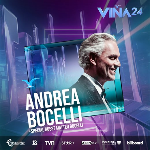 We are excited to announce that Andrea Bocelli will be part of the Viña del Mar Festival, on the 26th of February 2024 in Chile, with my special guest Matteo Bocelli. info & tickets: puntoticket.com/festival-de-vina #63FestivaldelaCanción #viña2024 | Andrea Bocelli