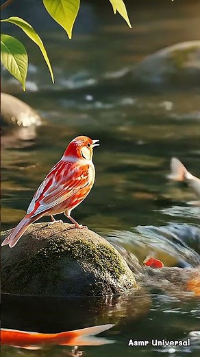 Red-White Canary Singing by the Clear River 🕊️ | Relaxing Birdsong Nature Video #shorts