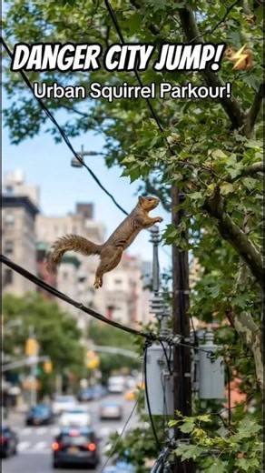 DANGER CITY JUMP! Urban Squirrel Parkour! ⚡#squirrel #animals #nature #shorts #jump