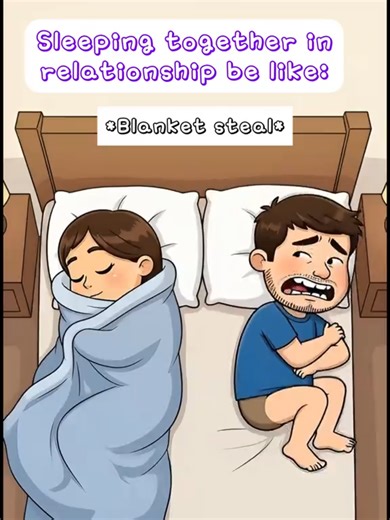 Living together is like... Love animations 🩷💙 #couplelife #couplehumor #sleepingtogether #relatable #cartooncouple #everydaylife #relationshipgoals #fyp