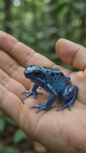 💙🐸 TINY BLUE POISON DART FROG – NATURE'S BRIGHTEST LITTLE GEM! ✨#cuteanimals