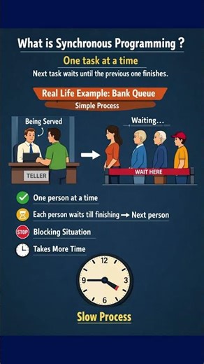 Synchronous Programming Real-Life Example #javascript #Shorts#playwright#synchronousprogramming
