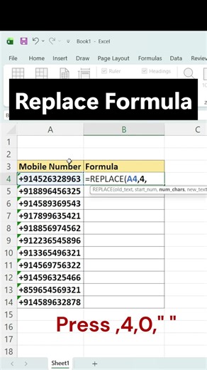REPLACE Function In Excel 🔥 | Excel Tricks 😎 #shorts #computer #excel #howto #tips #npstudyzone