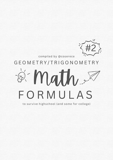 Mathematics Formulas: Geometry and Trigonometry