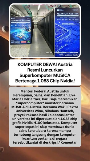 KOMPUTER DEWA! Austria Resmi Luncurkan Superkomputer MUSICA Bertenaga 1.088 Chip Nvidia!