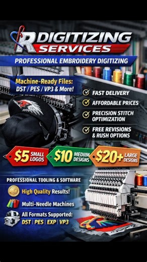 R Digitizer on Instagram: "Transform your logos into stitch-ready designs 🧵✨ Perfect for embroidery machines, fast turnaround, and all file formats. DM us now to get your digitized logo ready for production! #DigitizingServices #LogoDigitizing #EmbroideryDigitizing #MachineEmbroidery #DigitizingExperts"