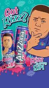 232K views · 4 comments | We heard everyone loud and clear, Rizzler Berry is real and available exclusively online! Try our all-new juice cocktail made with a sparkling kick and mad rizz! | Arizona Iced Tea | Facebook