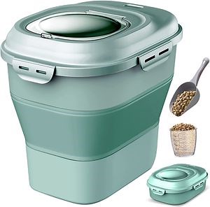 [Hot Item] 25L Plastic&TPR Folding Cereal Rice Pet Food Storage Container