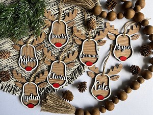 Personalized Reindeer Ornament SVG - Etsy